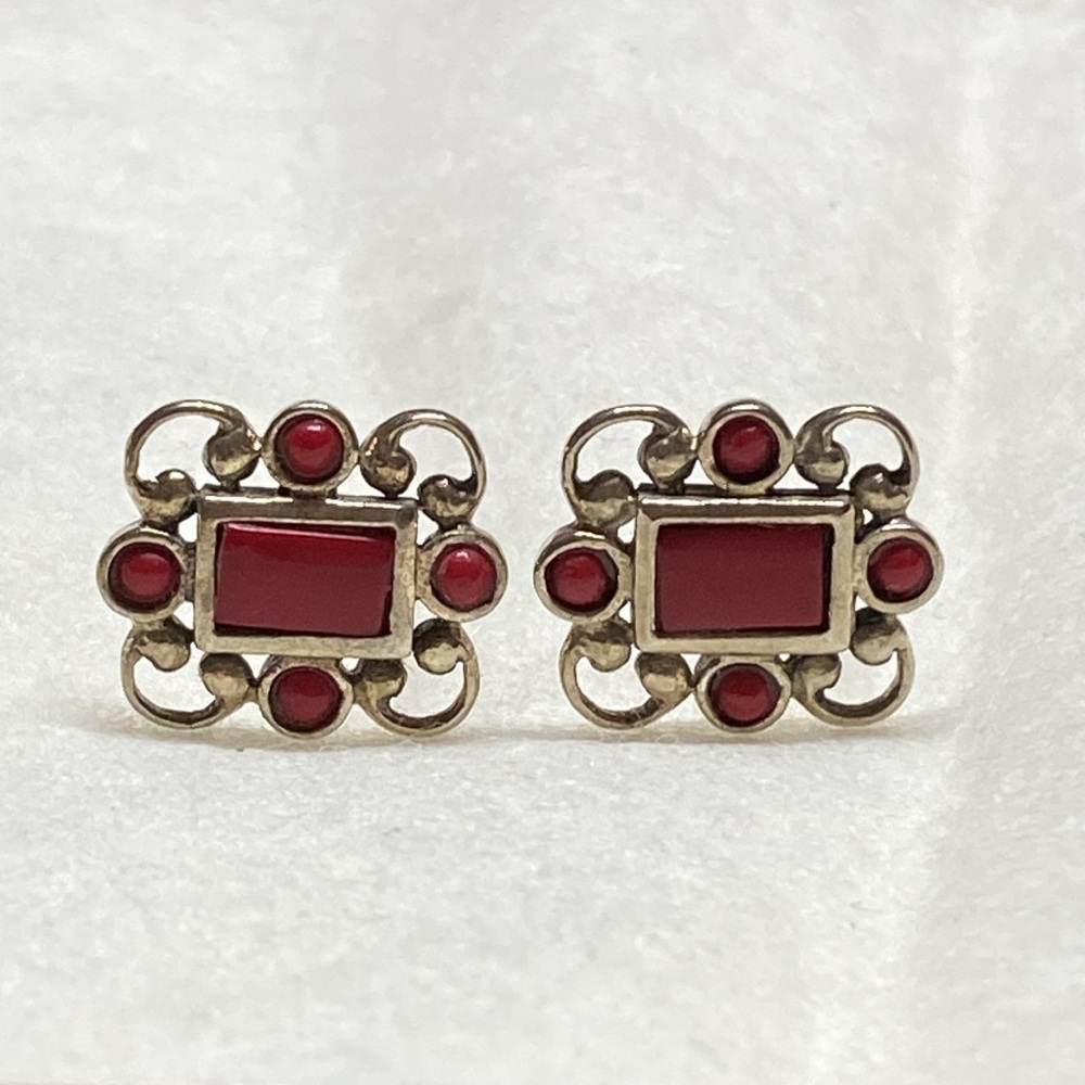 Red Coral & Sterling Silver Coral Earrings